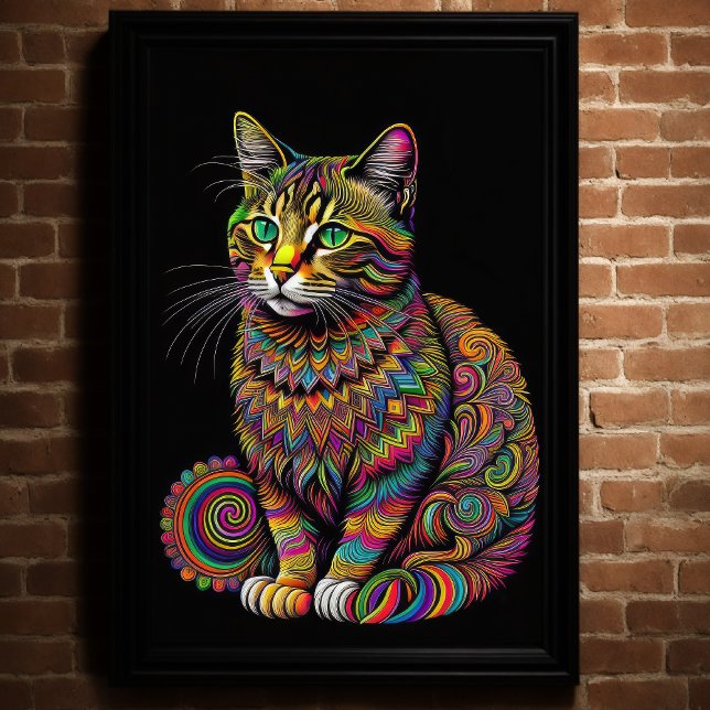Abstrakter farbiger Zeichn einer Katze 2:3 II Poster (Von Creator hochgeladen)