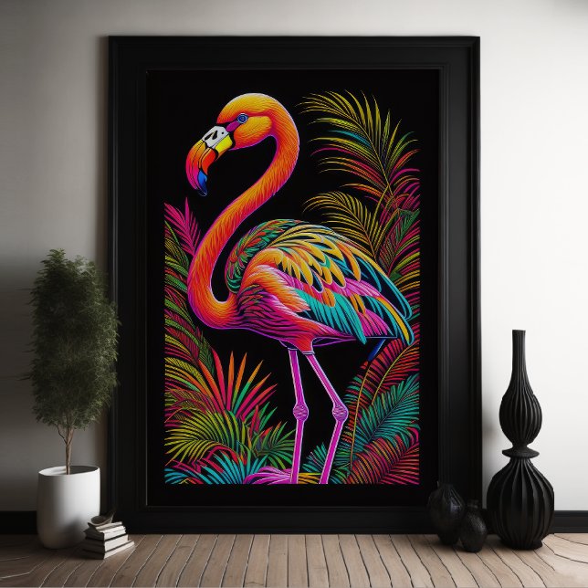 Abstrakter farbiger Zeichn eines Flamingo 2:3 Poster (Von Creator hochgeladen)