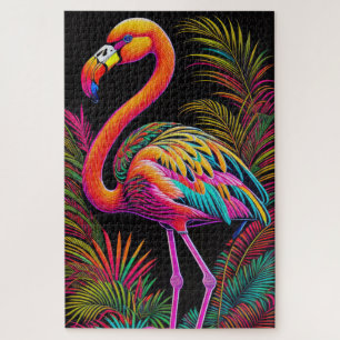Abstrakter farbiger Zeichn eines Flamingo Puzzle