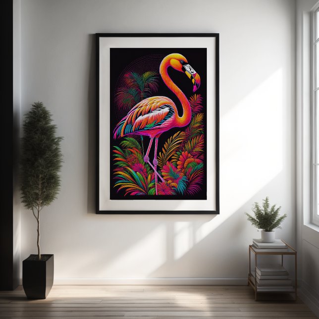 Abstrakter farbiger Zeichn von A Flamingo 2:3 II Poster (Von Creator hochgeladen)