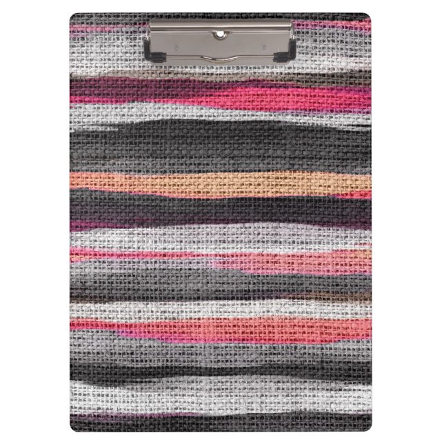 Abstrakter Farbpinsel Rustikaler Burlap #22 Klemmbrett (Vorderseite)