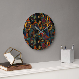 abstrakter Farbschwung Große Wanduhr