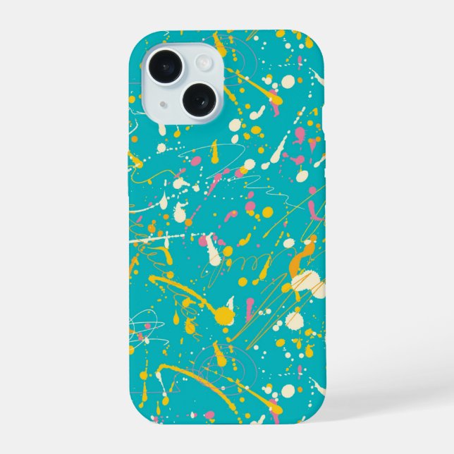 Abstrakter Farbspritzer iPhone 15 Hülle (Rückseite)