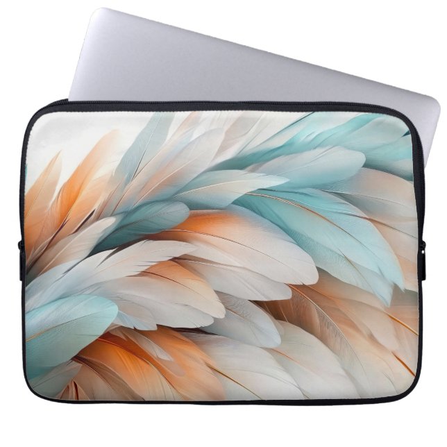 Abstrakter Federfluss – Sanfte Eleganz Laptopschutzhülle (Vorderseite)