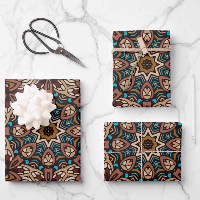 Abstrakter Feiertagsjammer: Nahtlos festlich Geschenkpapier Set (Vorderseite)