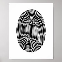 Abstrakter Fingerabdruck schwarz-weiß. Moderne Lin