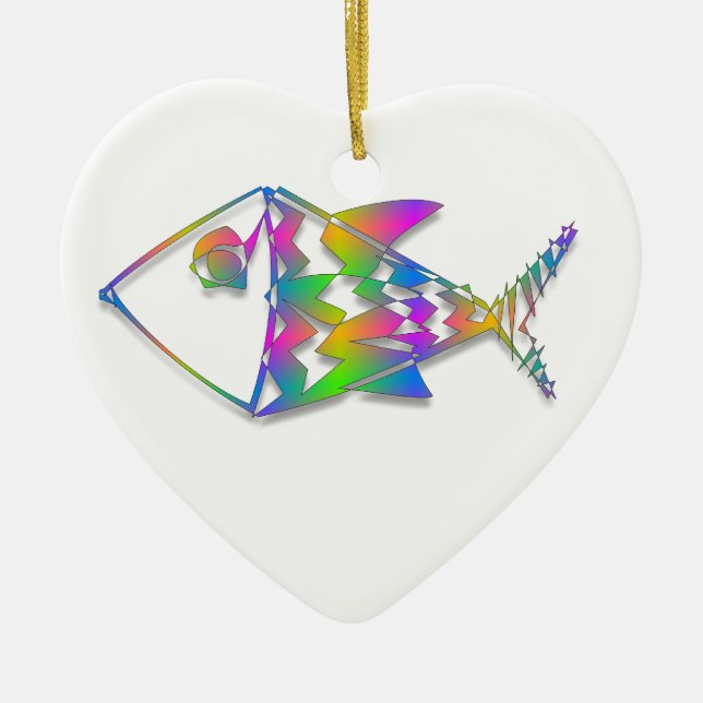 Abstrakter Fisch Keramik Ornament (Vorne)