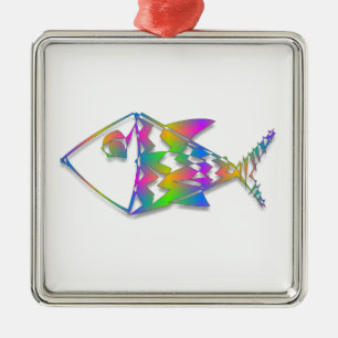 Abstrakter Fisch Silbernes Ornament