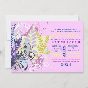 ABSTRAKTER FLORAL STAR Bat Mitzvah Einladung