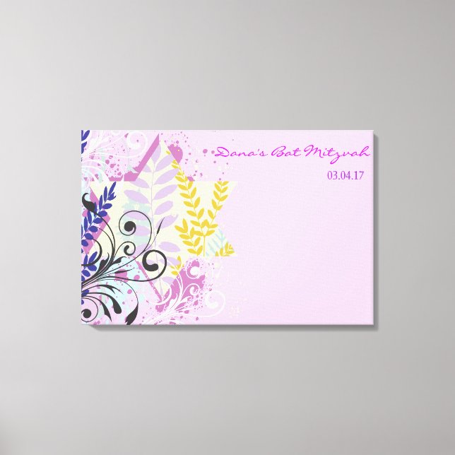 ABSTRAKTER FLORAL STAR Bat Mitzvah Sign-In Board Leinwanddruck (Vorderseite)