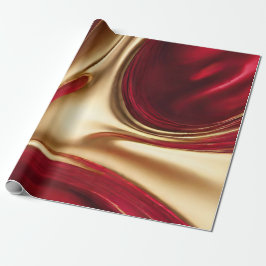 Abstrakter Flow Art-Red und Gold- Geschenkpapier