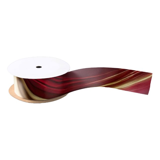 Abstrakter Flow Art-Red und Gold- Satinband (Spule)