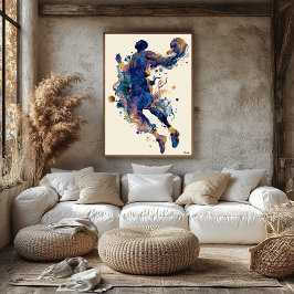 Abstrakter Fluid-Tinte-Basketballspieler – Moderne Poster