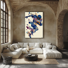 Abstrakter Fluid-Tinte-Fußballspieler – Expressiv Poster