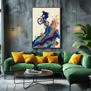 Abstrakter Fluid-Tinte-Mountainbike-Fahrer – Dynam Poster