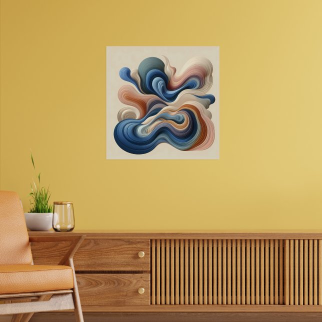 Abstrakter Fluss - Earth & Blue Ribbon Art Poster (Wohnzimmer 2)