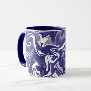 Abstrakter Fluss mit Navy Blue, White & Grau Tasse