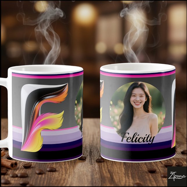 Abstrakter flüssiger Buchstabe F Neonfeder Kaffeetasse (This is a sample design. There are several models to choose from, with the name and color changed.
)