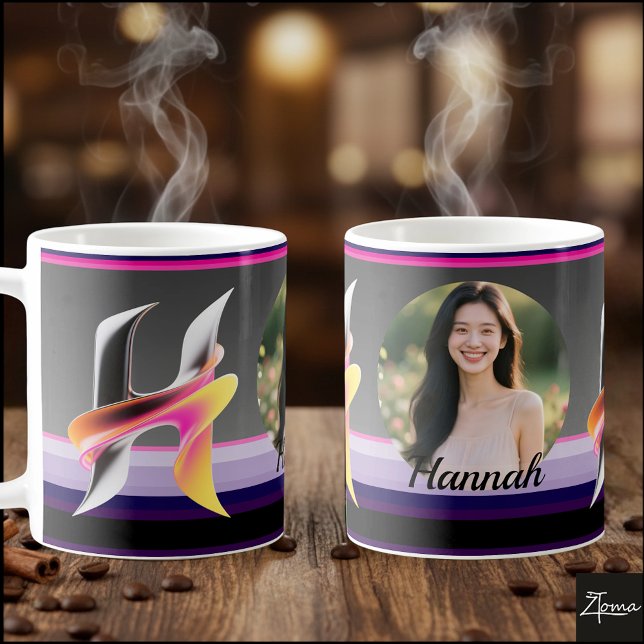 Abstrakter flüssiger Buchstabe H Metallic Neon Kaffeetasse (This is a sample design. There are several models to choose from, with the name and color changed.
)