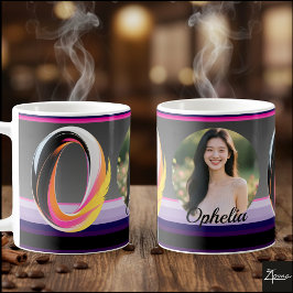 Abstrakter flüssiger Buchstabe O Neonfeder Kaffeetasse