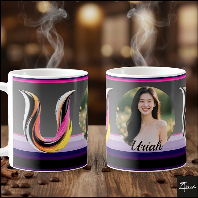 Abstrakter flüssiger Buchstabe U Neonfeder Kaffeetasse (This is a sample design. There are several models to choose from, with the name and color changed.
)