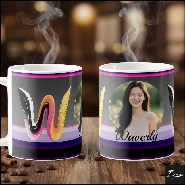 Abstrakter flüssiger Buchstabe W Neonfeder Kaffeetasse (This is a sample design. There are several models to choose from, with the name and color changed.
)