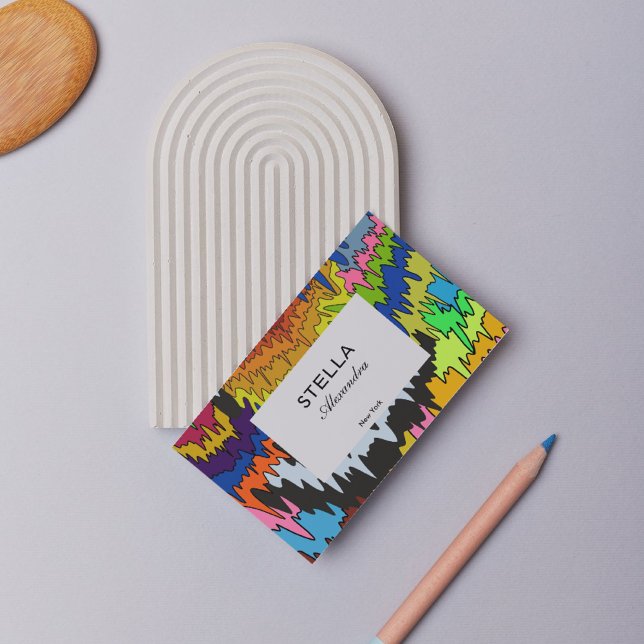 Abstrakter flüssiger Tropfen Farbiger Groovy Strei Visitenkarte (Von Creator hochgeladen)