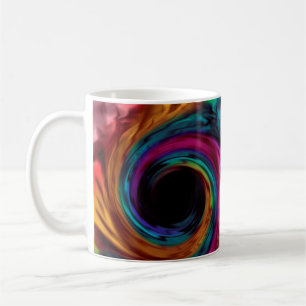 Abstrakter Flüssigkeitswirbel helle dunkle Farben Kaffeetasse