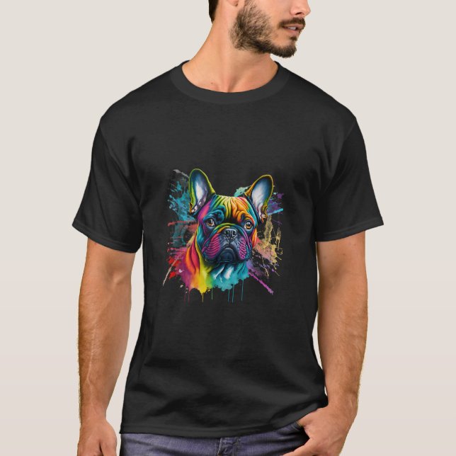 Abstrakter französischer Bulldog Art Adorable Dopp T-Shirt (Vorderseite)