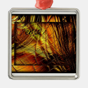 Abstrakter Frieden bei der Glasverzierung Silbernes Ornament
