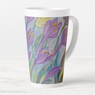 Abstrakter Frühling Crocus Latte Tasse