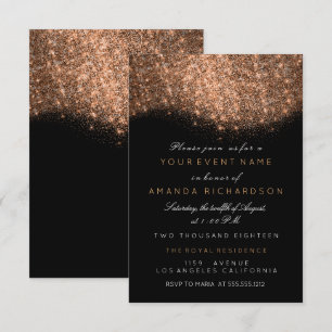Abstrakter funkelnder Glitter Kupfer Roségold Schw Einladung