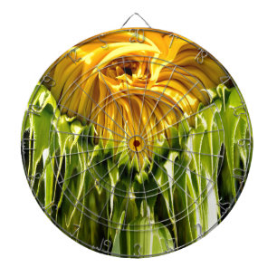 Abstrakter funky Retro Sonnenblume, erschreckende  Dartscheibe
