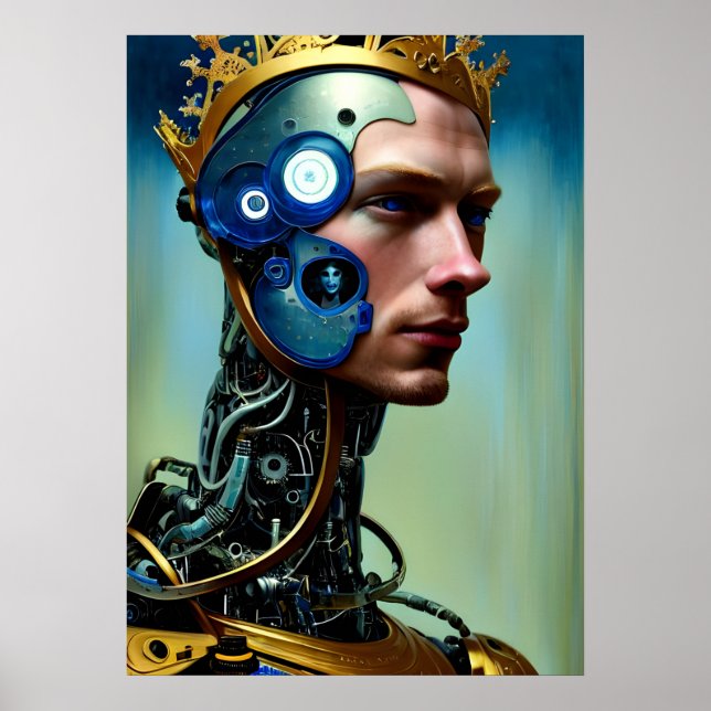 Abstrakter, futuristischer Cybernetic King Poster (Vorne)