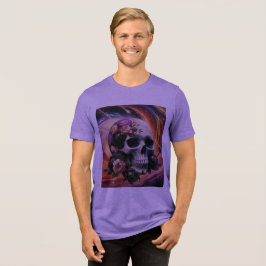Abstrakter Galaktischer Vintager Skull Tri-Blend Shirt