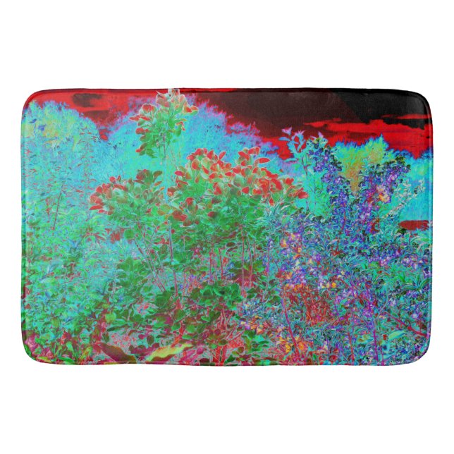 Abstrakter Garten mit Crimson Sunset Badematte (Vorderseite)