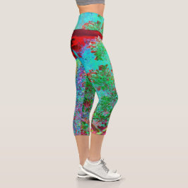 Abstrakter Garten mit Crimson Sunset Capri Leggings