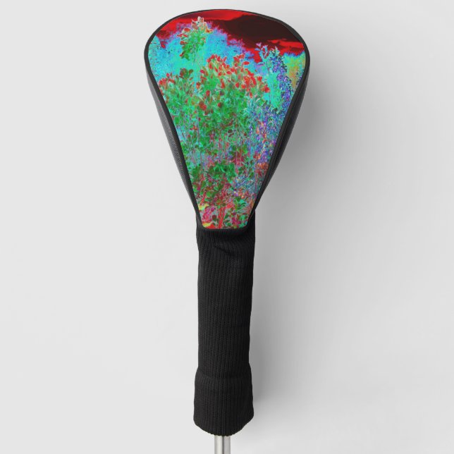 Abstrakter Garten mit Crimson Sunset Golf Headcover (Vorderseite)