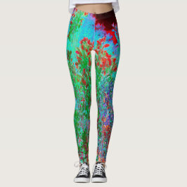 Abstrakter Garten mit Crimson Sunset Leggings