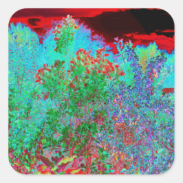 Abstrakter Garten mit Crimson Sunset Quadratischer Aufkleber