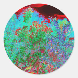 Abstrakter Garten mit Crimson Sunset Runder Aufkleber