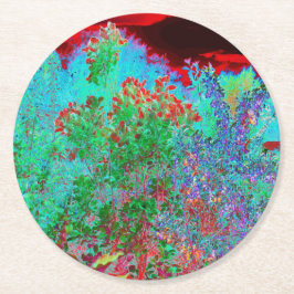 Abstrakter Garten mit Crimson Sunset Runder Pappuntersetzer