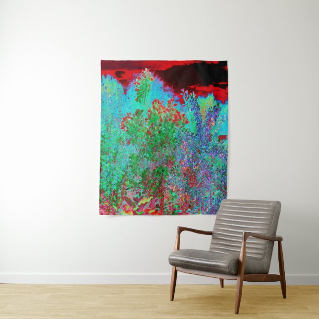 Abstrakter Garten mit Crimson Sunset Wandteppich (Beispiel)