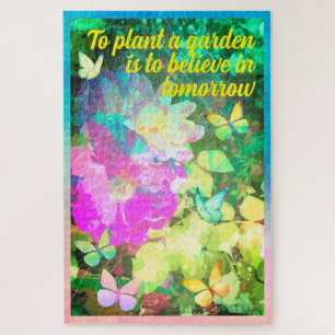 Abstrakter Garten mit Pastell-Rose Puzzle