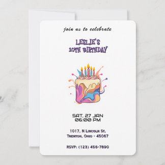 Abstrakter Geburtstagskuchen mit Kerzen Einladung