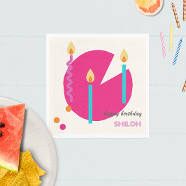 Abstrakter Geburtstagskuchen mit Kerzen modern Serviette