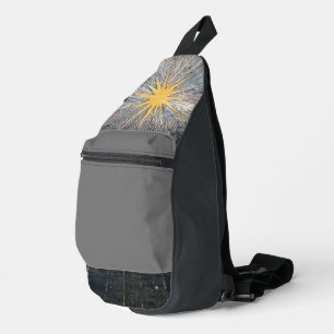 Abstrakter gelber Sternenexplosion Mystischer Himm Crossbody Bag