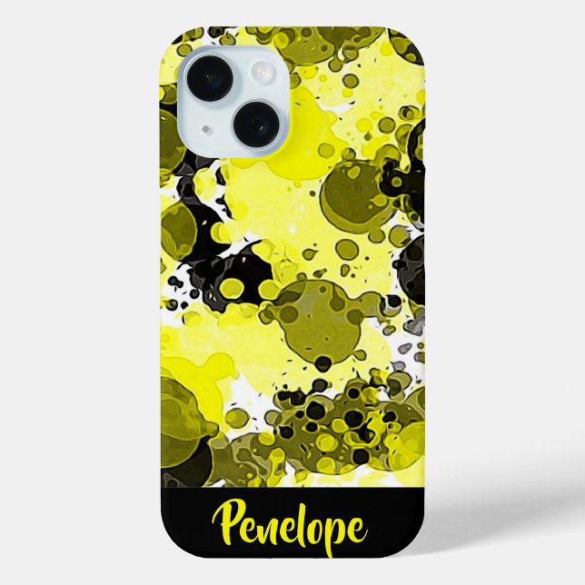 Abstrakter, gelber und schwarzer Paint-Spritzer mi Case-Mate iPhone Hülle (Rückseite)