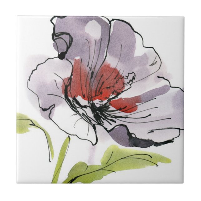 Abstrakter gemalter Blumenhintergrund 3 Fliese (Vorderseite)