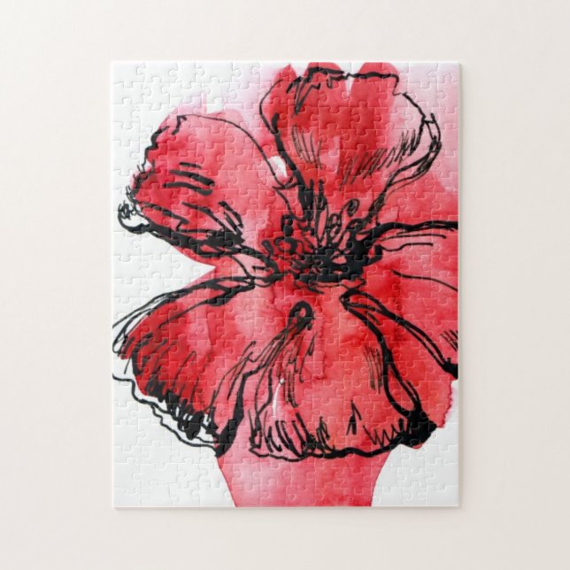 Abstrakter gemalter Blumenhintergrund 4 Puzzle (Vertikal)